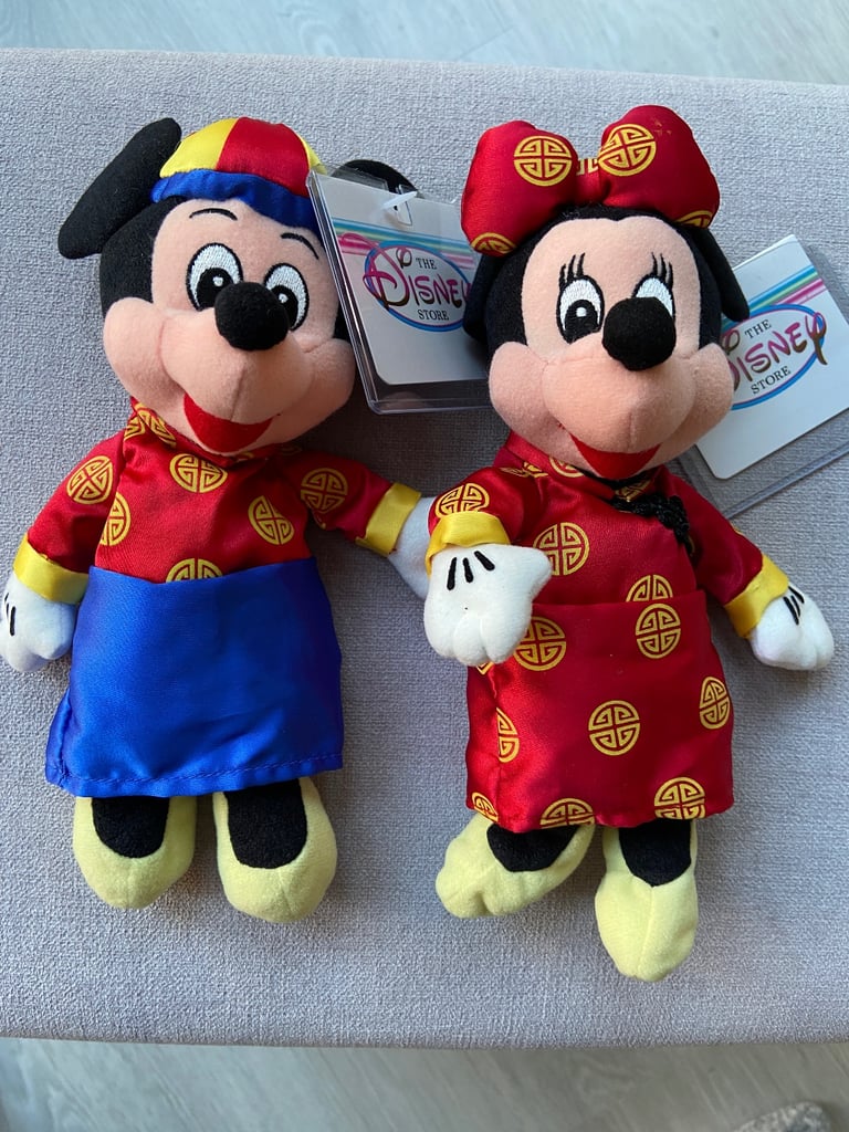 image for Vintage Disney Store rare Hong Kong Mickey and Minnie Beanbag toys