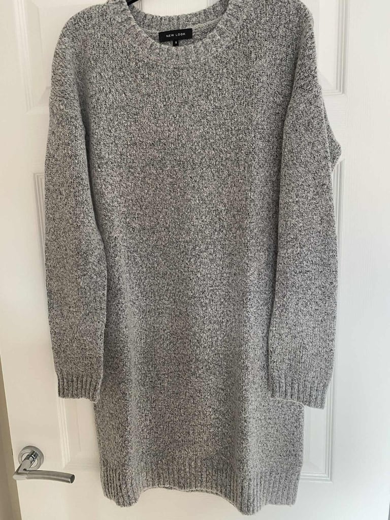 image for New Look cosy grey jumper dress ladies size S