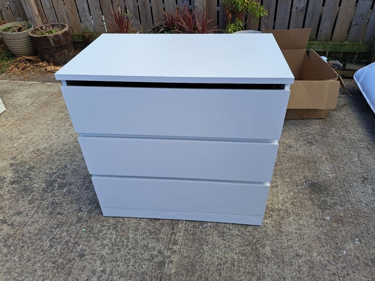 image for white wood 3 drawer chest of drawers