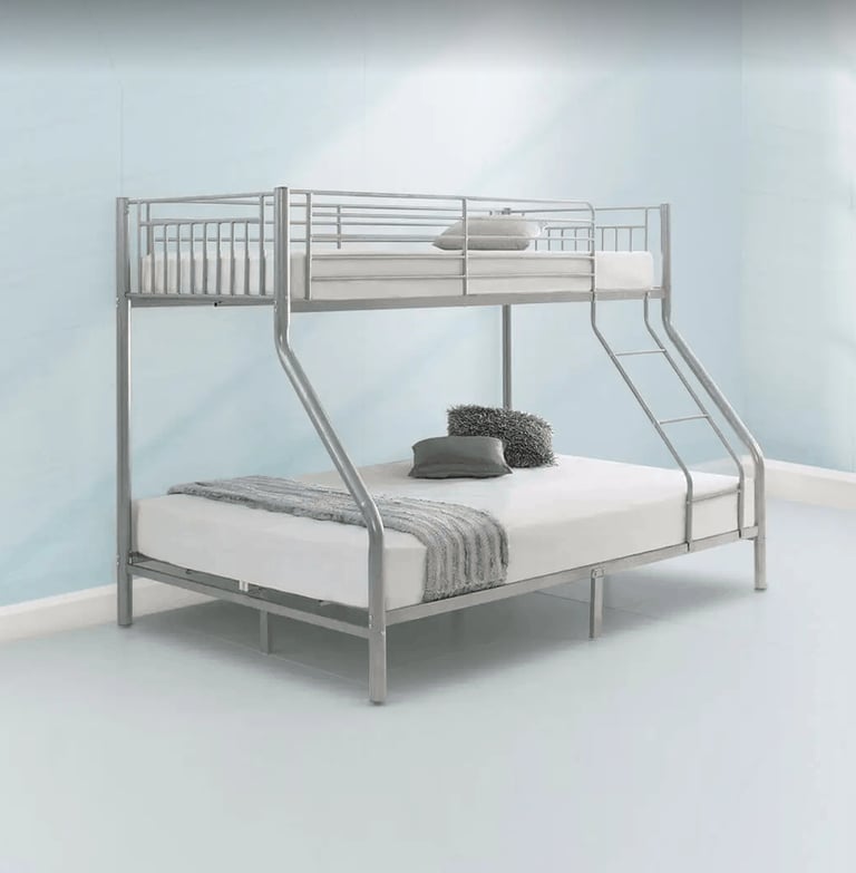 Strong Beds !! Single Top & Double Bottom Metal Bunk bed Frame with optional Mattress 