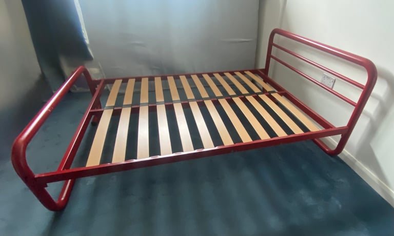 Red Metal Double Bed Frame