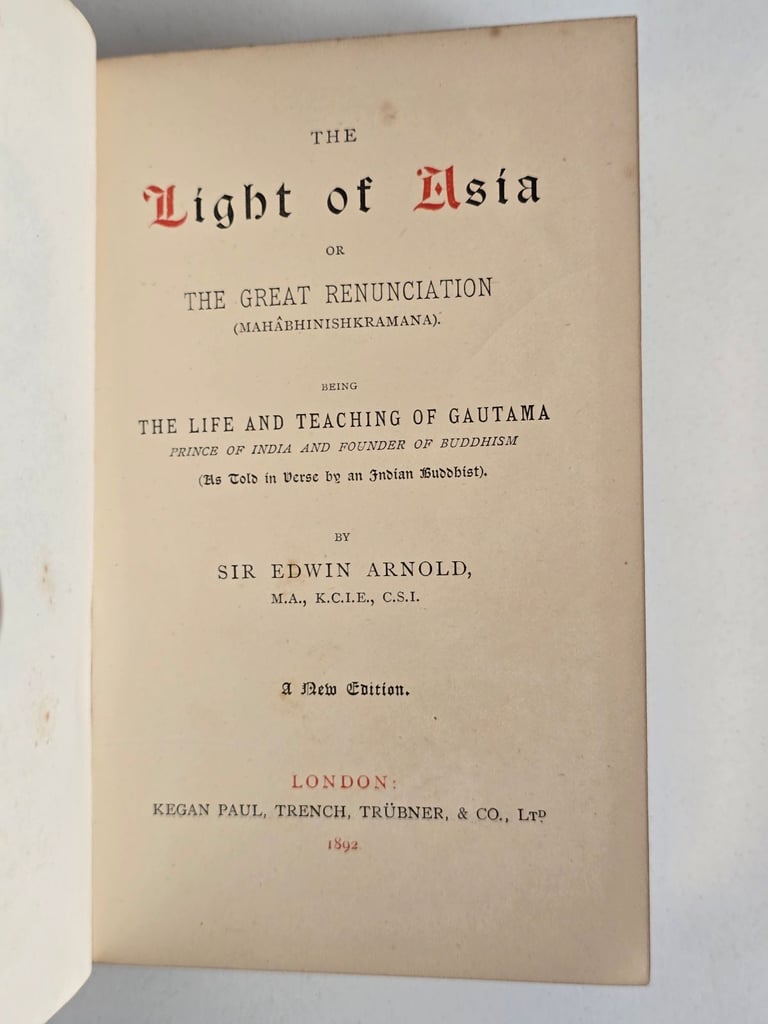 1892 Antique Rare Victorian Life & Teachings of Gautama Buddha Book