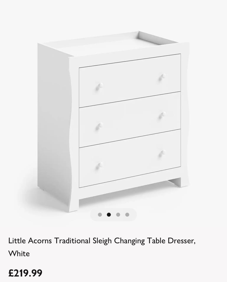 Little Acorns Traditional Sleigh Changing Table Dresser, White
