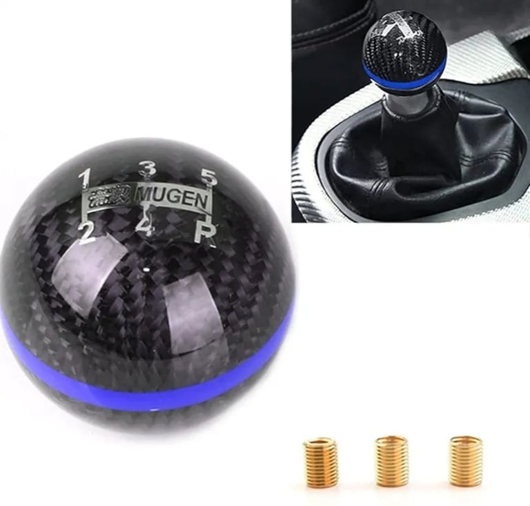 Mugen universal Carbon Fiber Gear Knob – Stylish 5-Speed Manual Car Accessory