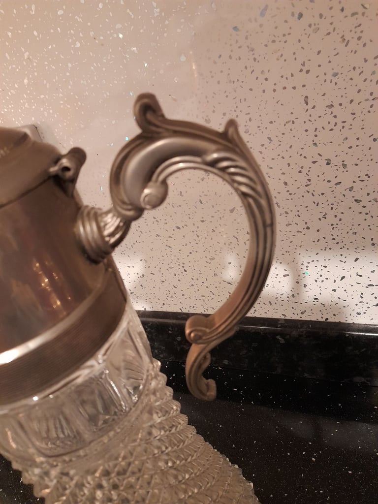 Vintage Sheratonn Silverplate Claret Jug/Decanter with ice insert  - Cut Glass