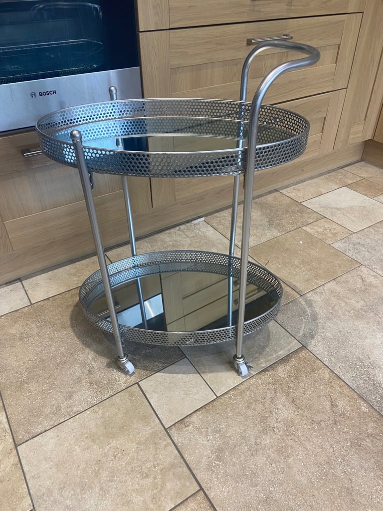 Decorative Brushed Chrome & Mirrored Drinks Trolley 