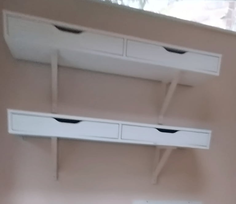 Wall-mounted shelf & drawer with brackets