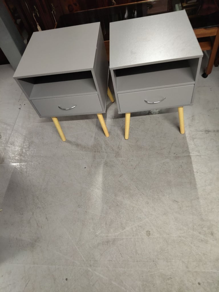 Modern grey bedside cabinet s x2 
