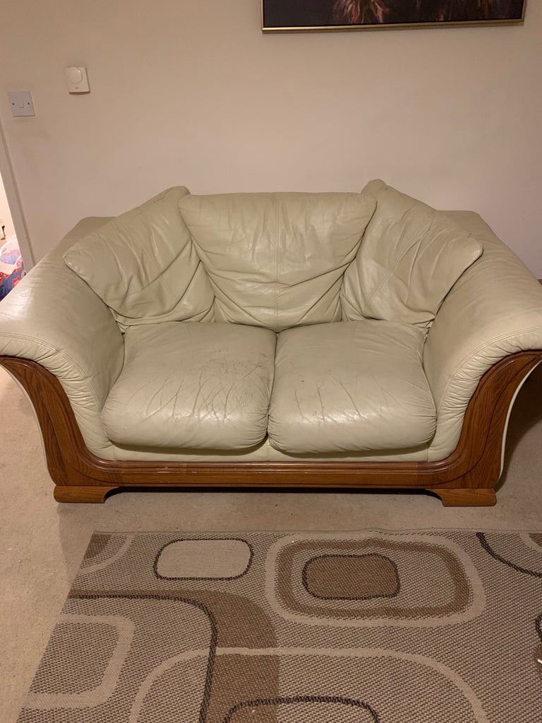 image for Cream leather sofa