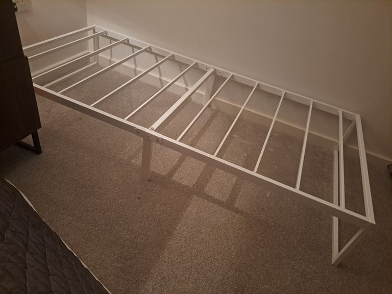 image for White Metal Single Bed Frame 