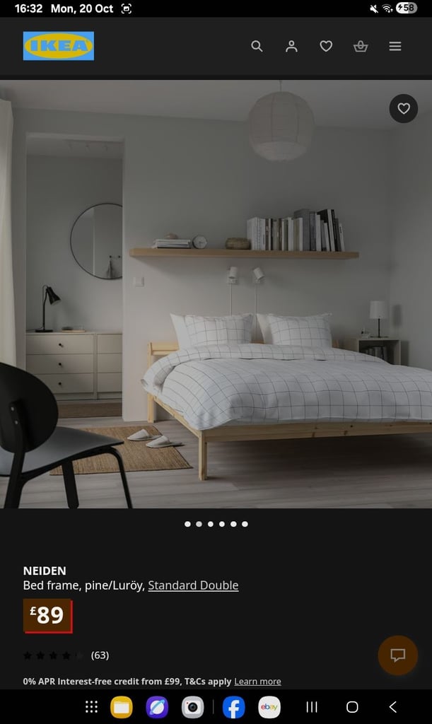 Ikea Wooden Bed Frame - Double