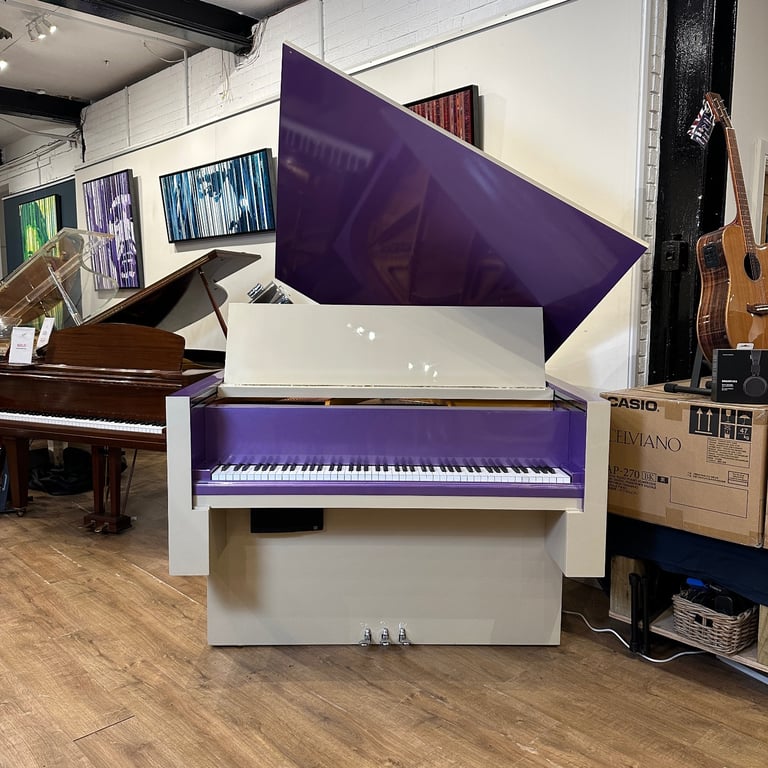 Bespoke Interior Square Grand Piano | Purple & Cream | Delivery, Stool, Tuning