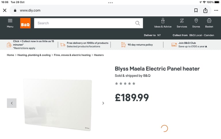 image for *Excellent Condition* 2000w Glass Fronted Modern Design heater. 