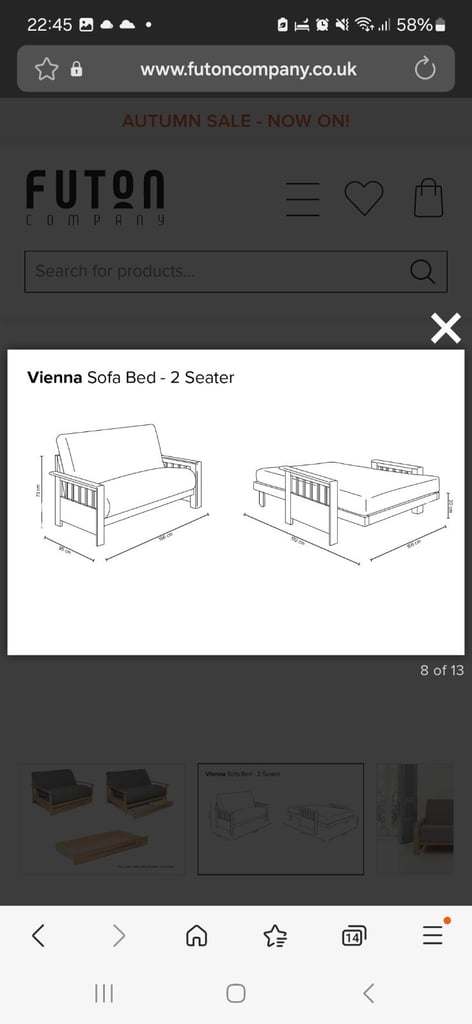 2 Seater Solid Oak Sofa Bed - Futon - £650