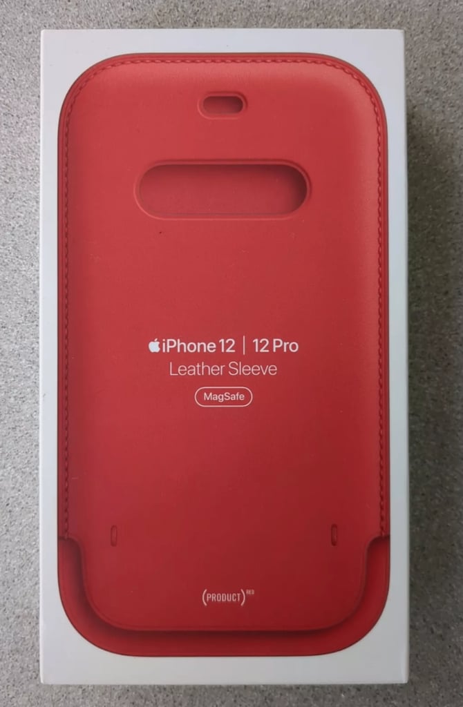 NEW Genuine Apple iPhone 12 & 12 Pro Official MagSafe Leather Sleeve Cover Case - Red, Brown or Blue