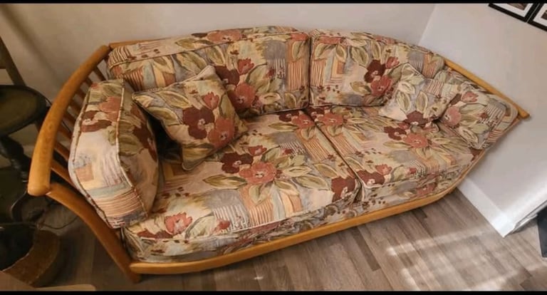 ERCOL RENAISSANCE LOW BACK LARGE 3 SEATER SETTEE LIGHT FRAME SOFA