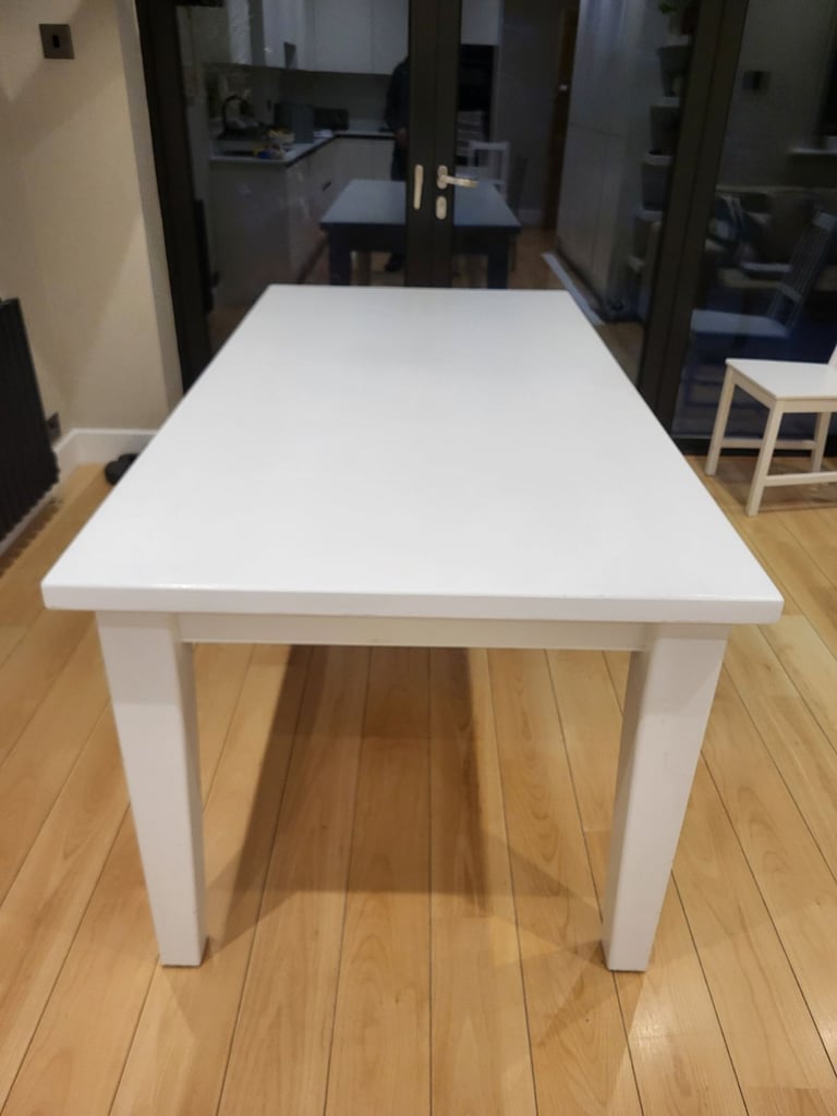 image for Solid beech dining table painted white