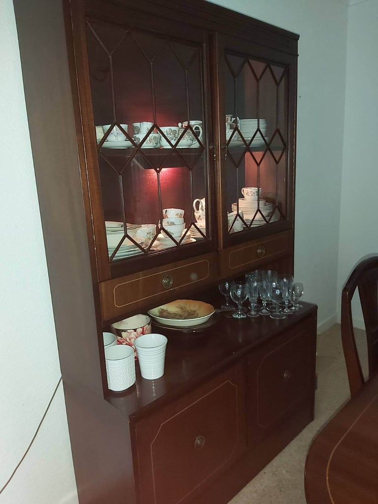 Mahogany Dresser with glazed doors & internal light