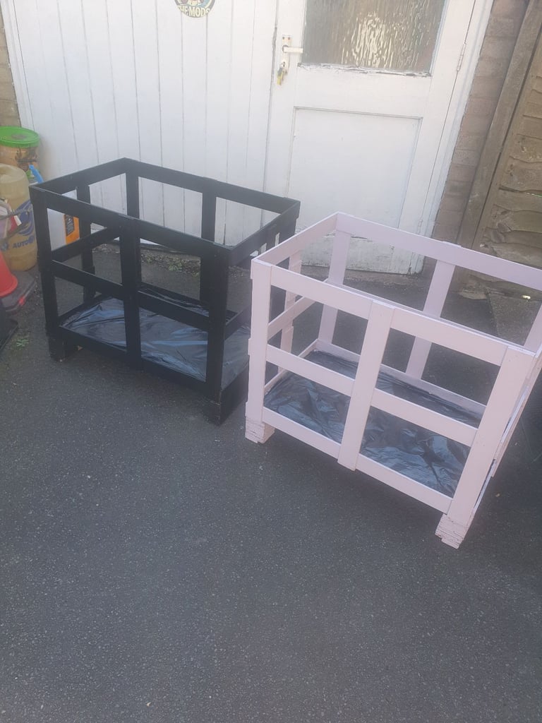 Black & Light Purple Wooden Storage Boxes, 32 x 28 x 21 inches , Sanded & Painted, 