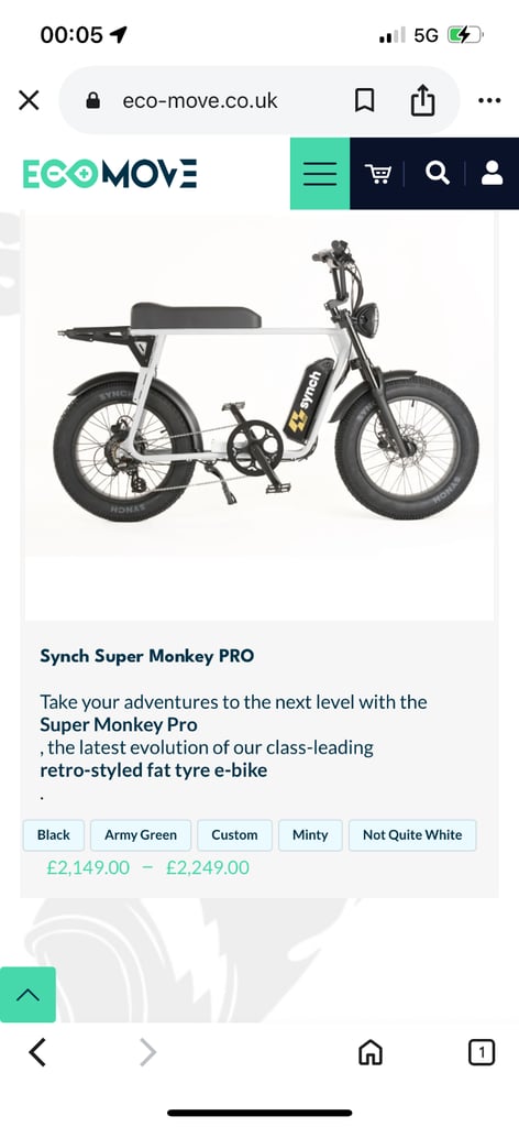 Used electric synch monkey bike 