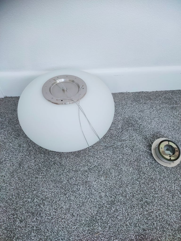 Large Opal White Glass Globe Pendant Light