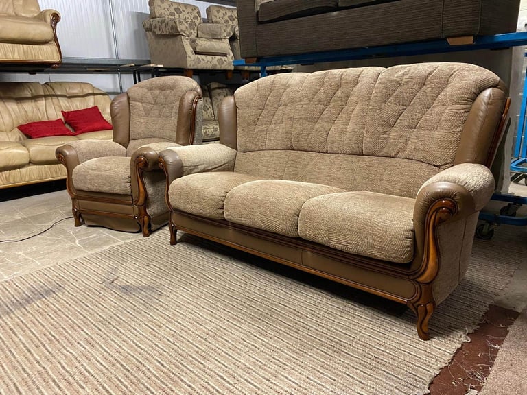 Mini Divani Brown Fabric 3 Seater Sofa and ELECTRIC RECLINER CHAIR 