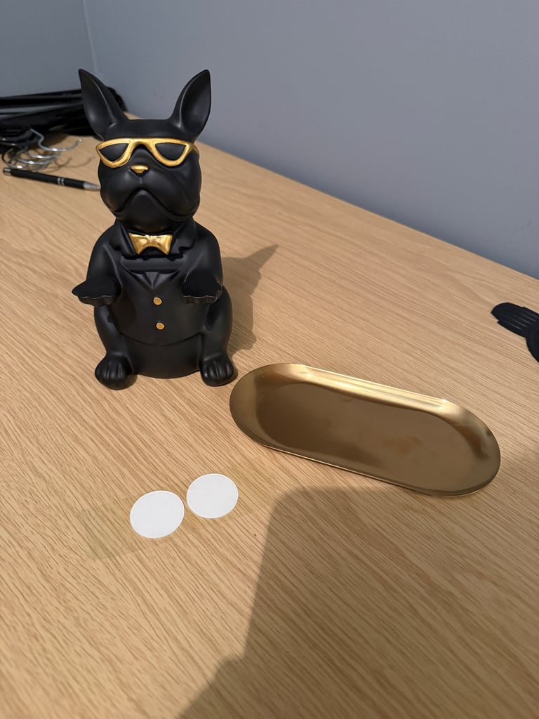 French Bulldog Resin Statue with Tray