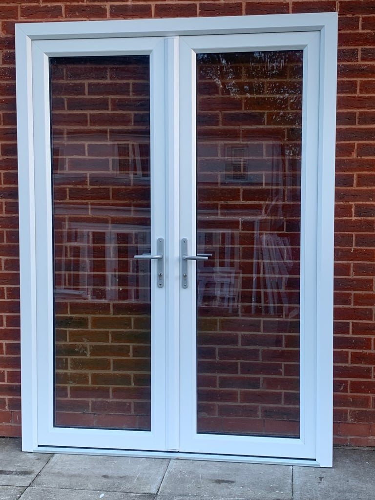 UPVC DOUBLE GLAZED FRENCH PATIO DOOR & KEYS 155.5cm WIDE 214cm HIGH Can Deliver
