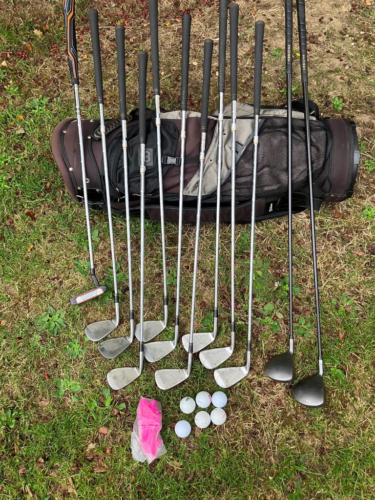 Men’s Golf Clubs Ideal Starter set Progen Woods Vantage Irons Fazer Putter Wilson Cart Bag 