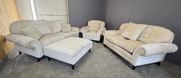 Light beige wing arm sofa set with matching arm chair DELIVERY AVAILABLE!