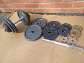 40KG CAST IRON DUMBBELL WEIGHTS PLATES SET - 2 x 20KG