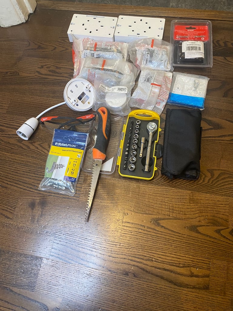 Electrical Installation Kit – MK Sockets, Switches, Back Boxes & Tools – £36.99