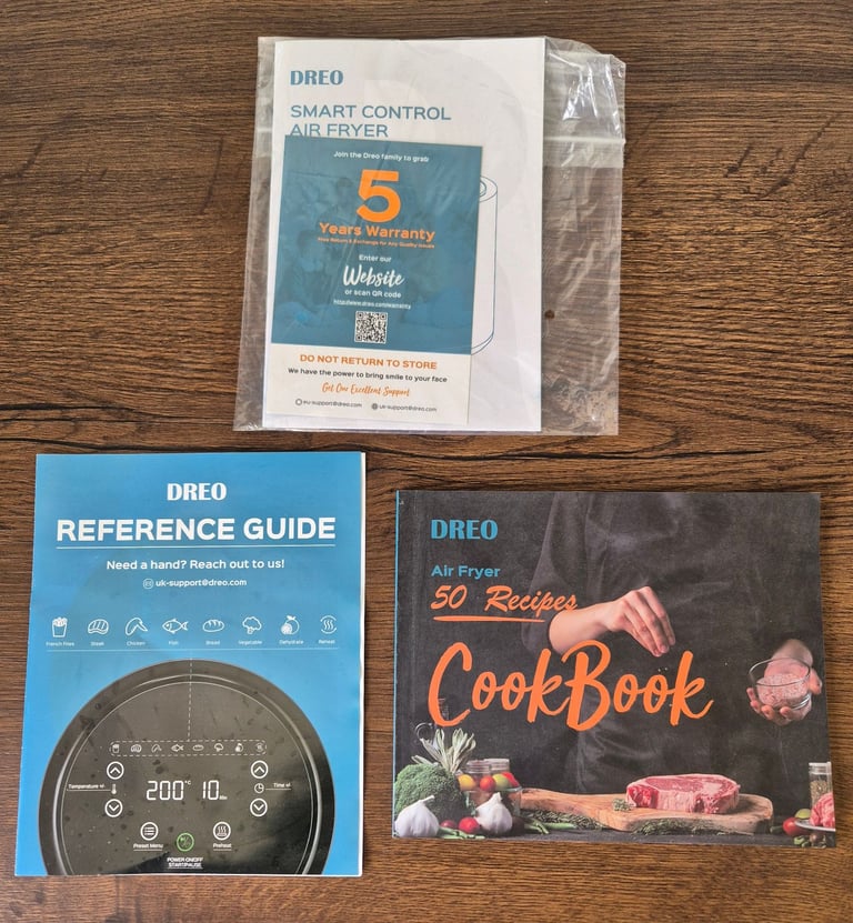 Dreo 3.8L Air Fryer, Recipe Book & Accessories