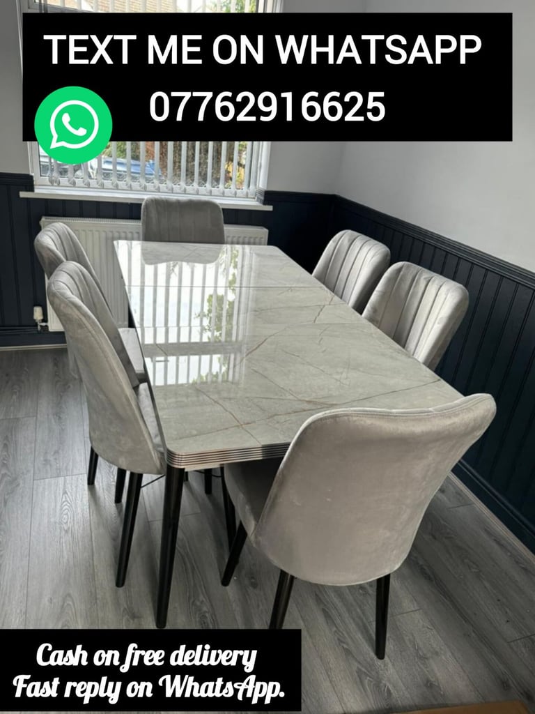 Dining table with chairs.