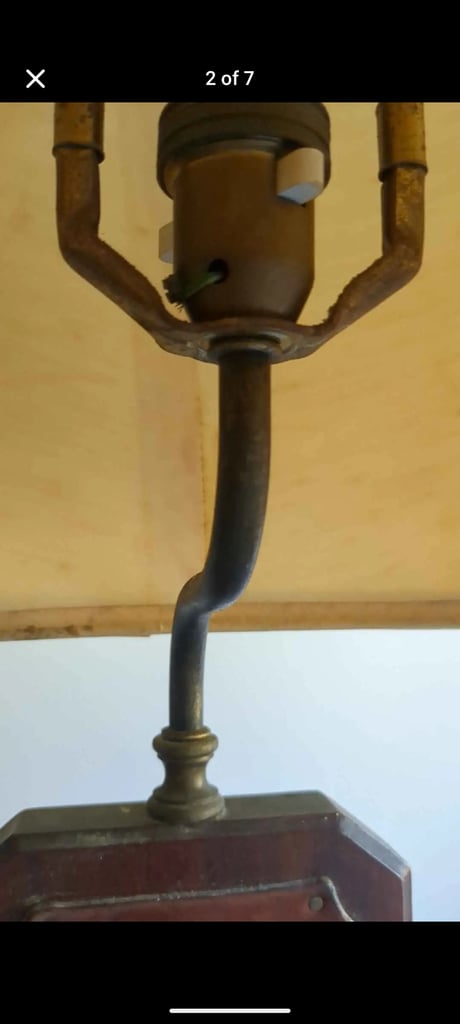 Antique 1920s/30s brass / pewter ? wood horse lamp with shade perfect for pub *open to offers*