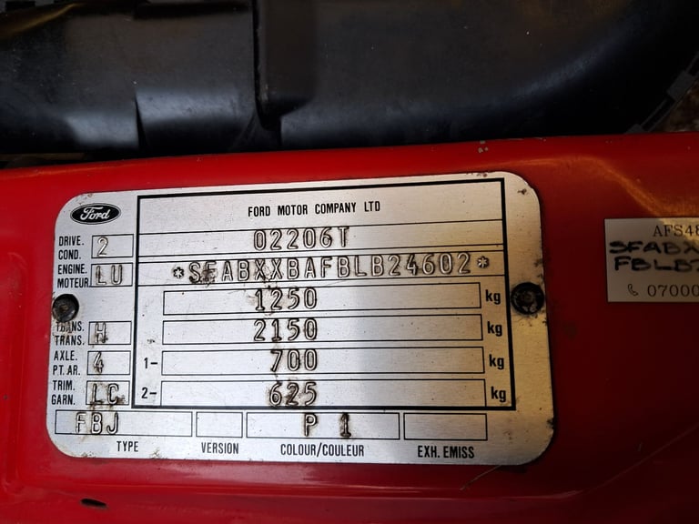 Ford, FIESTA, Hatchback, 1990, Manual, 1596 (cc), 3 doors