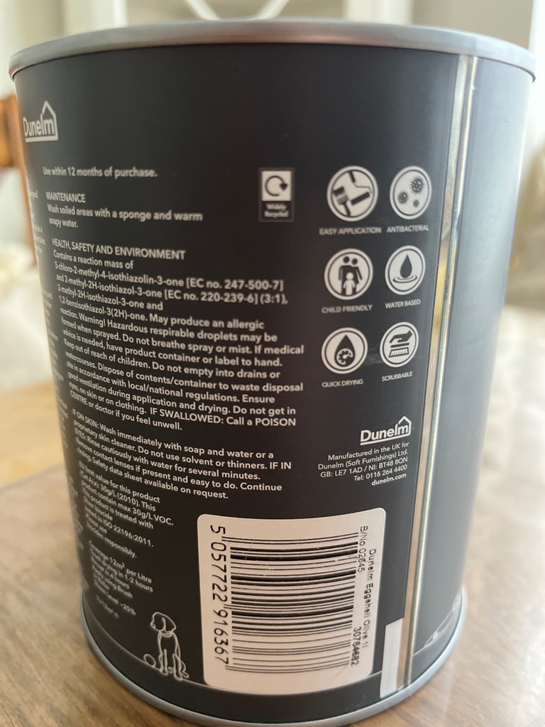 Dunelm eggshell emulsion Olive 1L paint