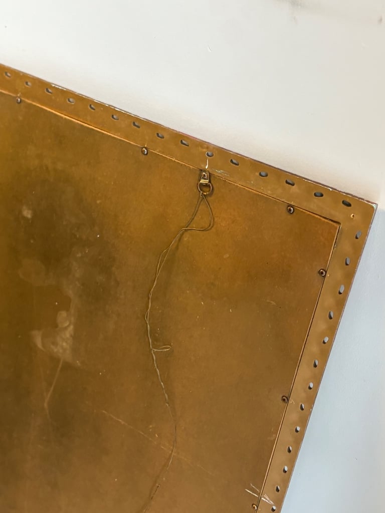 Large gold ornate vintage wooden mirror 33” x 21”