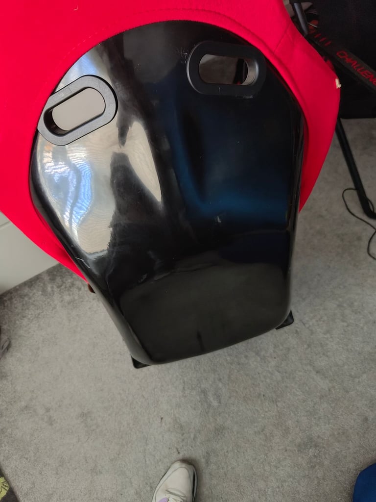 Red fabric bucket seat 