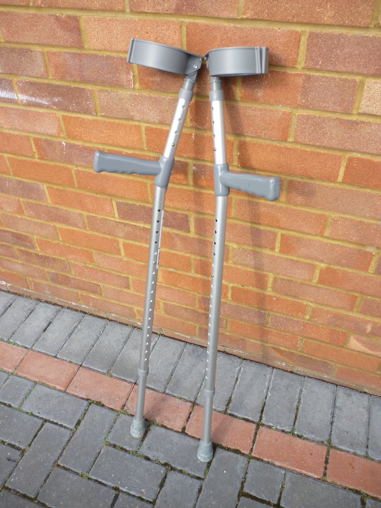 image for Mobility pair of fully adjustable crutches,walking frame on wheels & fully adjustable walking stick.
