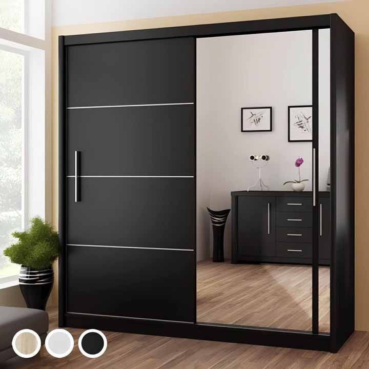 Modern Brand New 2 or 3 Doors Sliding Wardrobe with Mirrors in High Gloss or Matte Finish