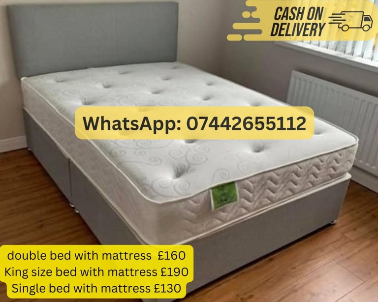 DOUBLE BED WITH MATTRESS AND HEADBOARD ALSO SINGLE AND K_I_N_G SIZE