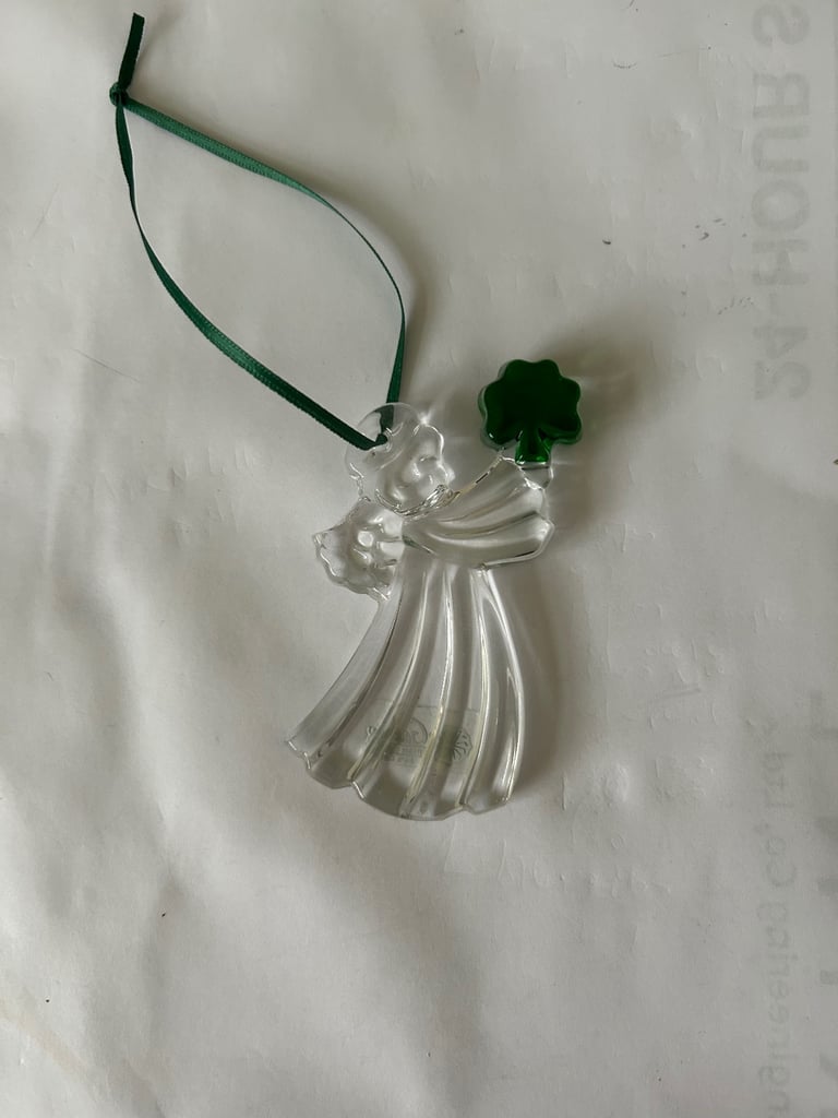 Galway Crystal Angel Christmas Ornament Shamrock Ireland