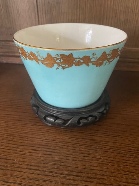 image for Vintage Turquoise And Gold Porcelain Vase
