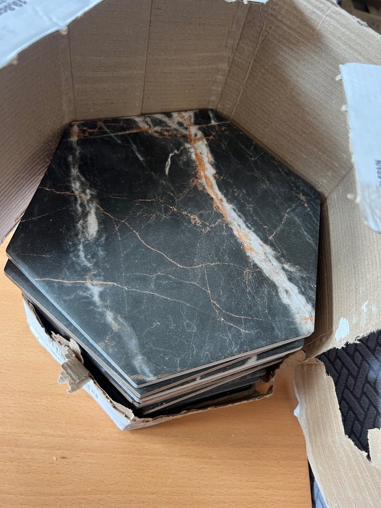 Black Marble Effect Hexagon Tiles