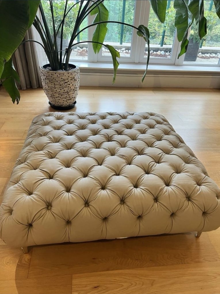 Leather Ottoman/Footstool Made In Italy