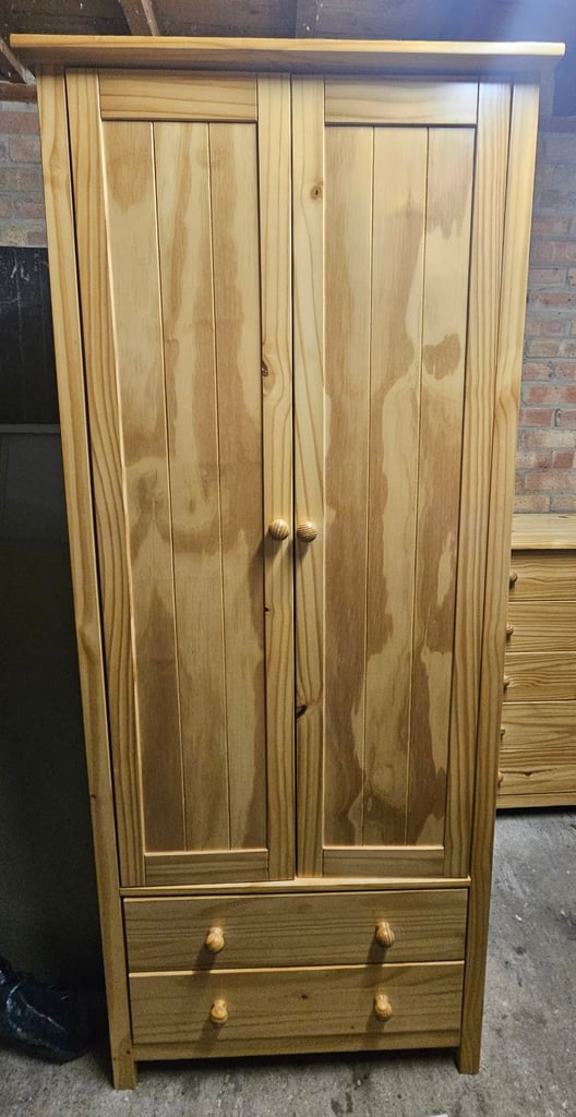 Light Pine wardrobe and 2 sets of drawers