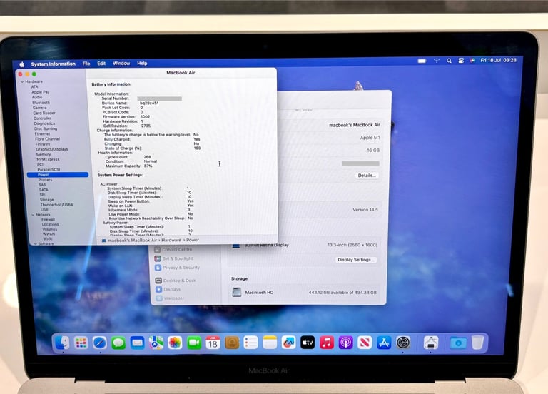 Apple MacBook Air M1 16gb Ram 500gb Storage laptop