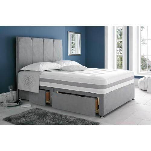 image for ** Stylish Double Plush Velvet Divan Bed UK – Mattress Included ----------------TODAY DELIVERY **