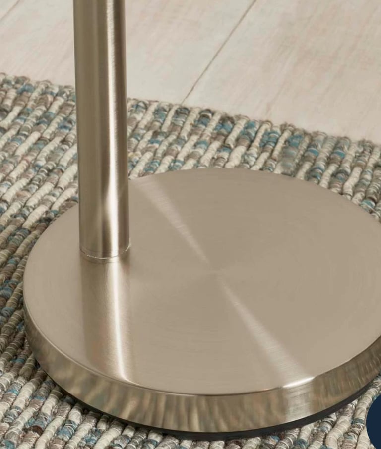LED Modern floor lamp boasting a satin nickel finish